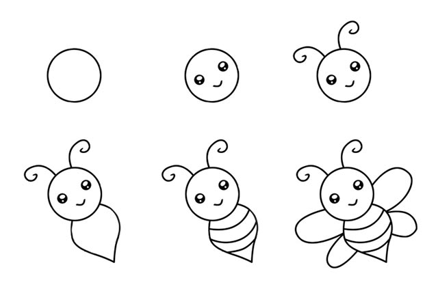 可爱小蜜蜂简笔画
