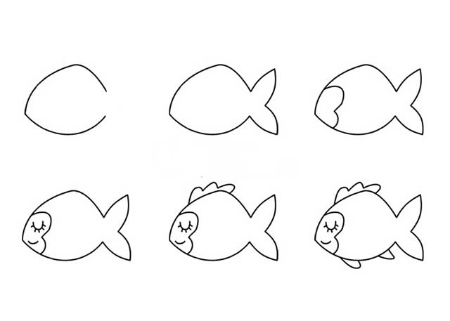 害羞小鱼的简画图